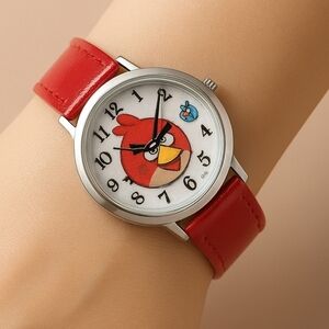 Vintage Anger Birds Watch with Stainless Steel Back and Red Band
